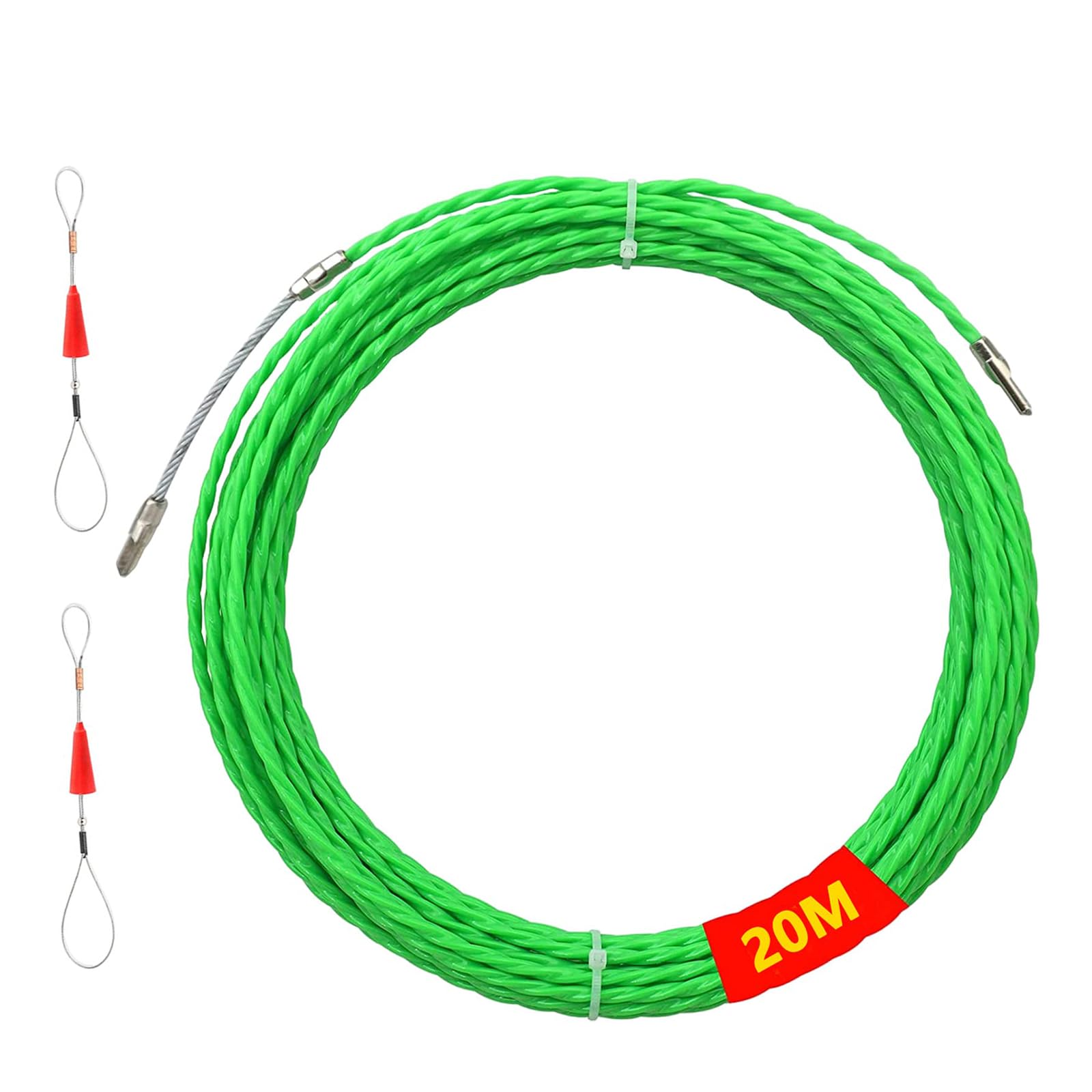 Ayuda para pasar cables, espiral de inserción de 20 m, diámetro de 4 mm para guía de cables, ayuda para el tendido de cables, ayudas para pasar cables, adecuado para fibra óptica, electricidad