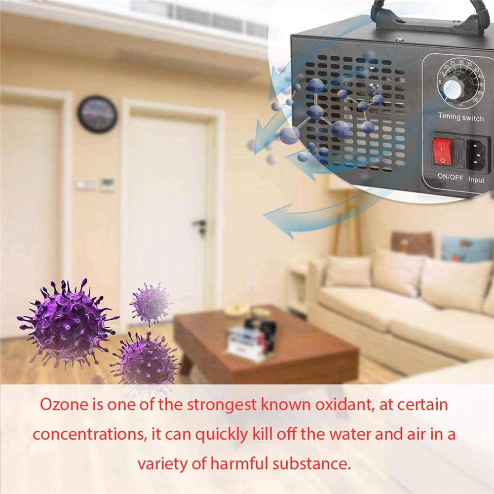 Generador de ozono, desinfección portátil Máquina ozonizadora Filtro de aire Purificador Temporizador Interruptor Equipo de esterilización para el hogar Coche Formaldehído,15g