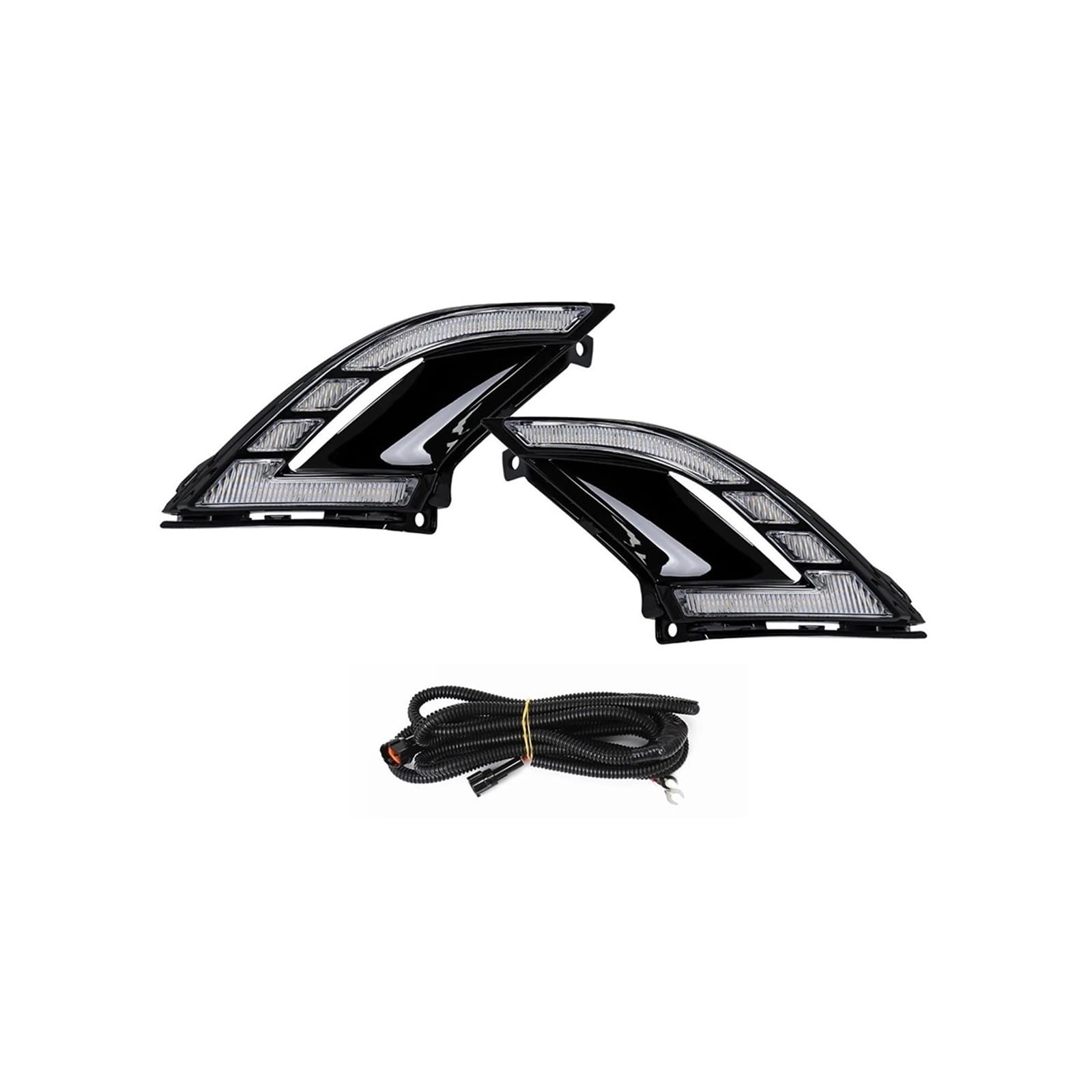 GOXJBQUP Car LED Daytime Running Lights DRL Compatible For 2023 2024 White Yellow Headlights Dynamic Turn Signal Fog Lamp Accessories