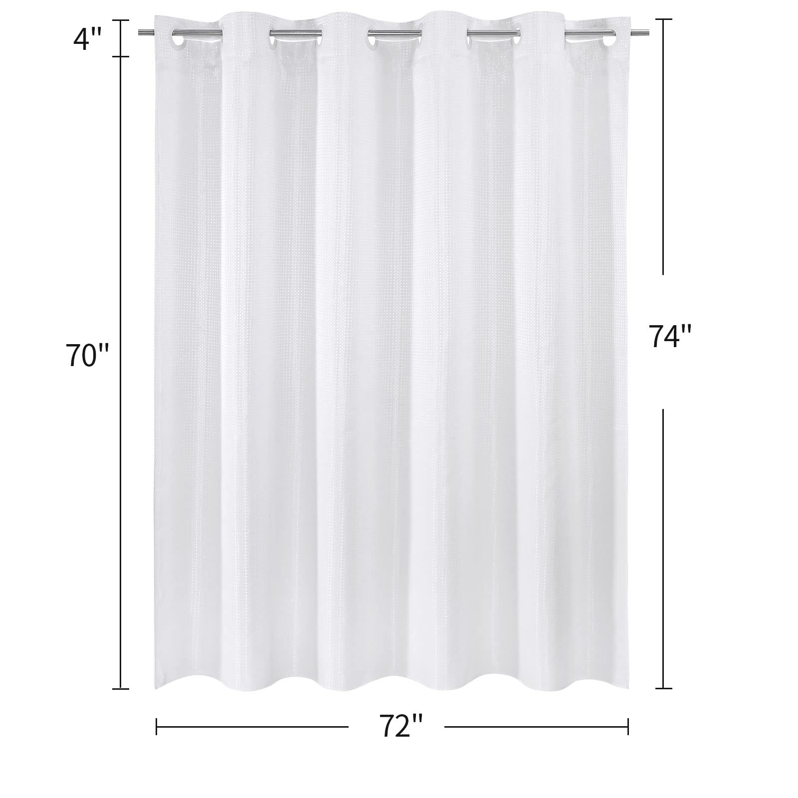 MitoVilla No Hooks Needed White Waffle Shower Curtain Set with Snap-in Liner, Modern Waffle Weave Fabric Shower Curtains for Luxury Hotel Grade Spa-Like Bathroom Decor, 72 x 74