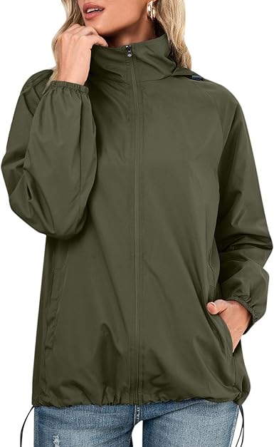 Amazon.com: Chaqueta impermeable ligera para mujer con capucha y bolsillos  para exteriores : Ropa, Zapatos y Joyería