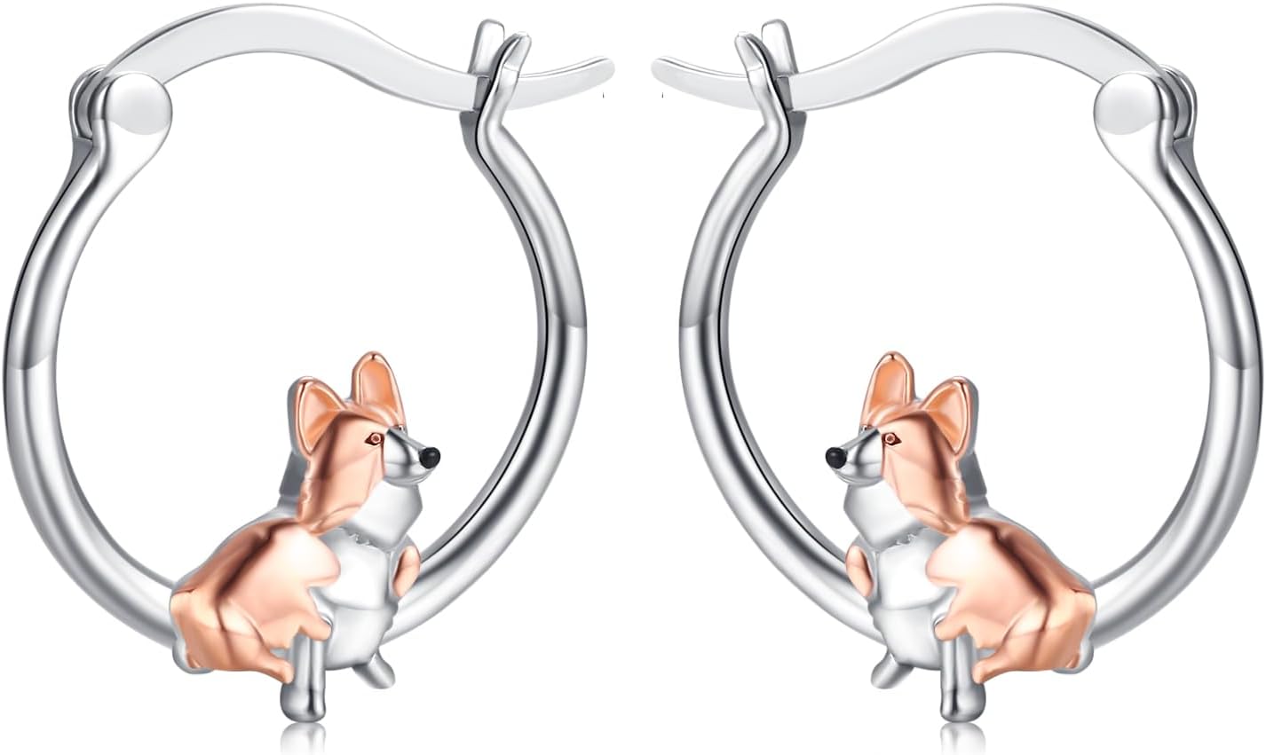 925 Sterling Silver Cute Dog Earrings Hoop Earrings for Girls for Senstive Ears Dog Jewelry Gifts for Daughter