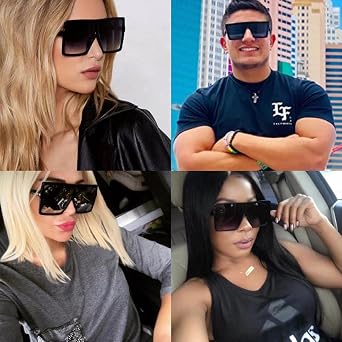 Square Oversized Sunglasses for Women Man Ultralight Fashion Flat Top Big Shades Sunglasses