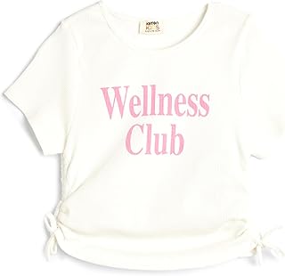 KOTON Girls Crop Ribbed Printed Tshirt