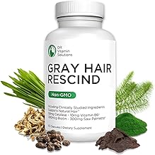 DR Vitamin Solutions Gray Hair Rescind with Catalase - Antiaging Hair, Skin and Nails Vitamins, Pantothenic Acid, Folic Acid 400mcg, Biotin 300mcg, Saw Palmetto for Men and Women