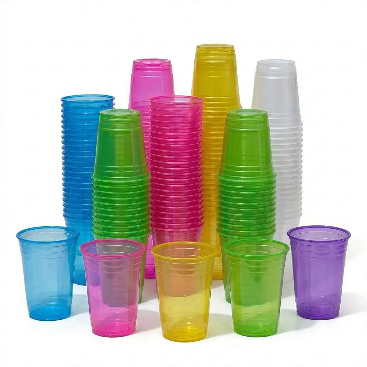 Vasos de Plástico Rigido Reutilizable Capacidad de 500ml, Vaso Resistente Para Fiesta Ideal para Personalizar, Para Bebidas Frías, Celebraciones, Picnic, 30 Piezas de Color Traslúcido