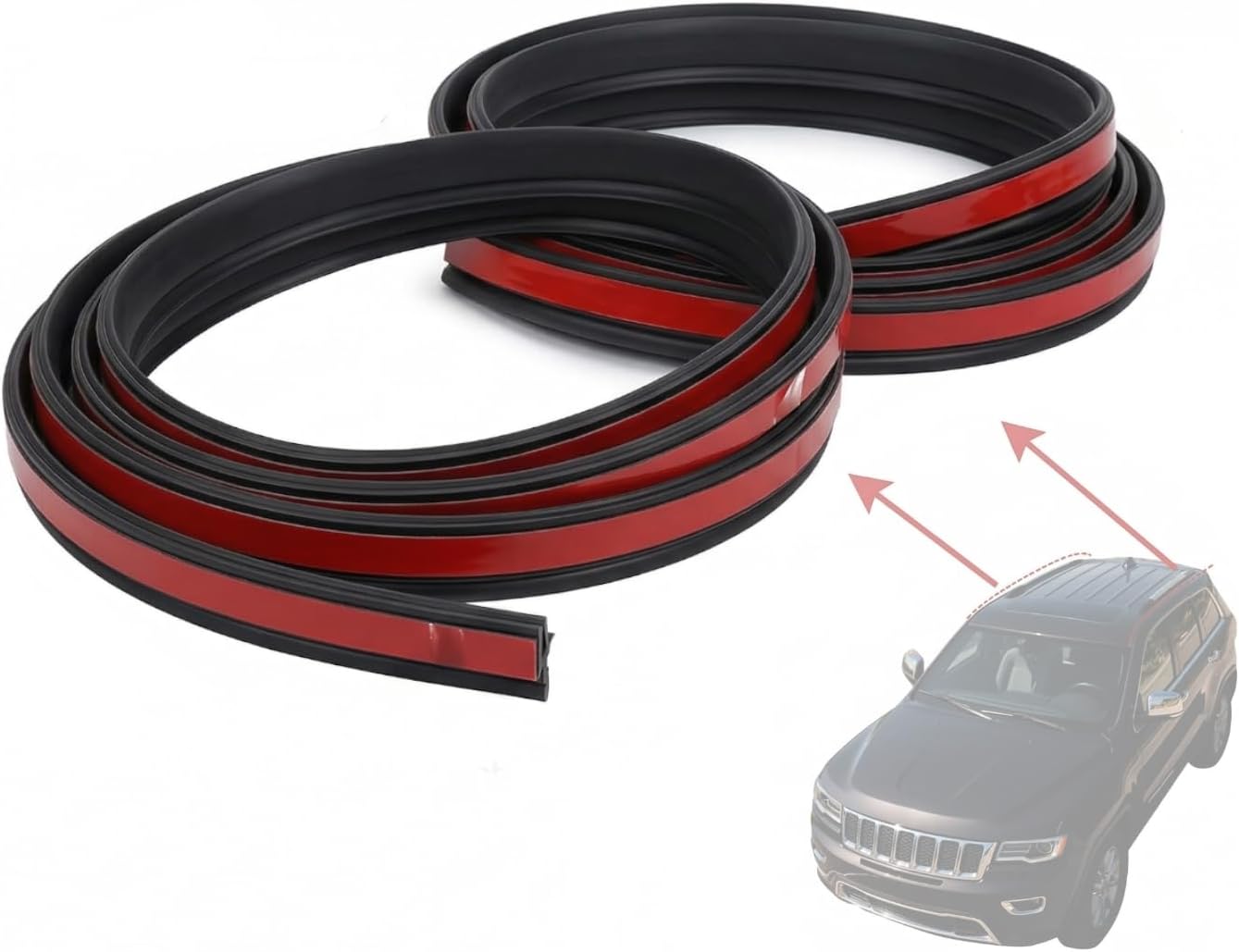 55079290AD 55079291AD Right＆ Left Roof Molding Strip Fit for Jeep Grand Cherokee 2011-2022, Roof Molding Drip Weatherstrip Passenger Side＆ Driver Side, 2PC