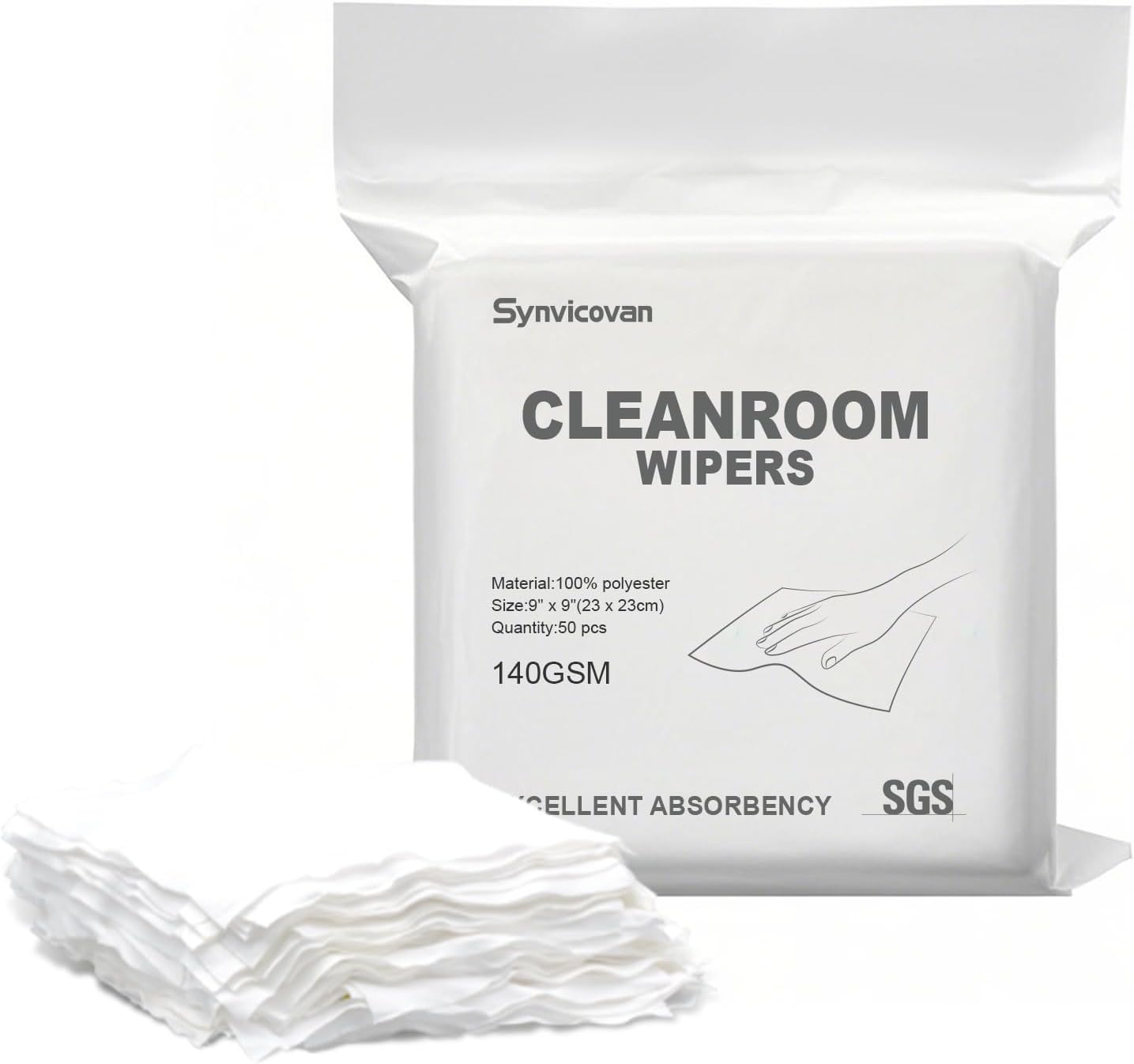 Cleanroom Cloth Wipes 9"x9",140GSM,Bag of 50 Pcs