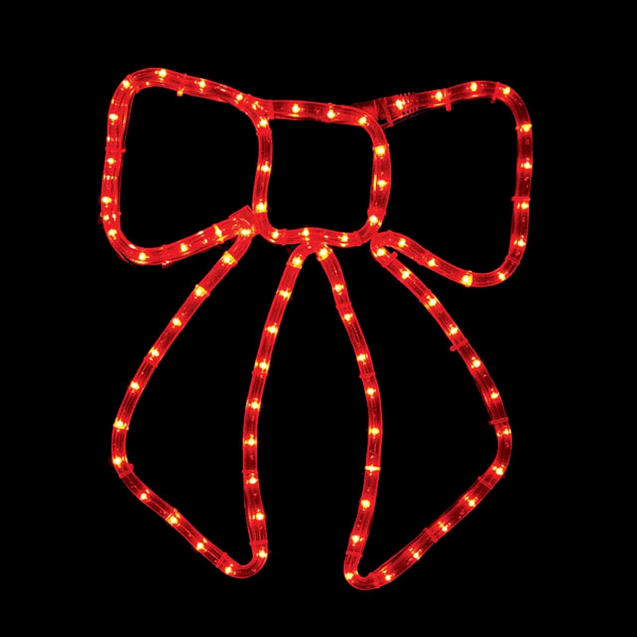 ElectricArt 13 Inch Red LED Rope Light Christmas Bow Motif