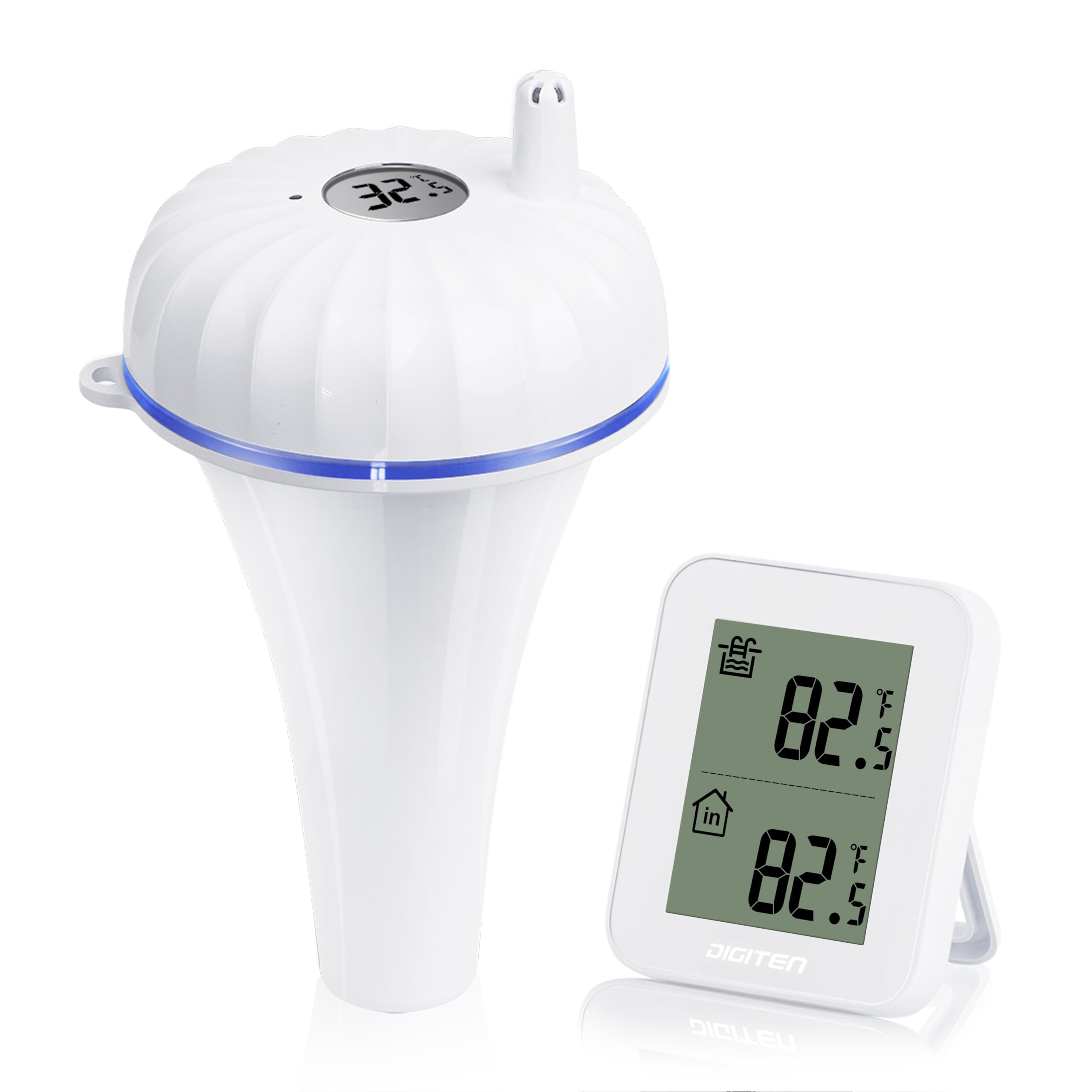 Upgraded Pool Thermometer, Waterproof Wireless Floating Thermometer with Indoor Temperature Monitor, for Pool, Baby Bath, Hot Tub, Pond, Aquariums, Spa, Pond