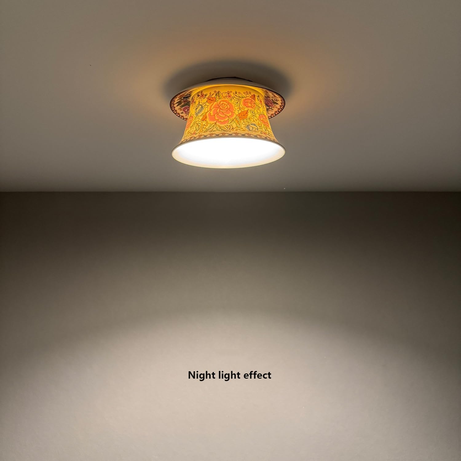 Colorful Floral Ceramic Recessed Ceiling Fixture Teacup-Styled Downlight with Baffle Trim | 4.9 Inch LED Can Light for Transitional Zones Quick Retrofit Assembly