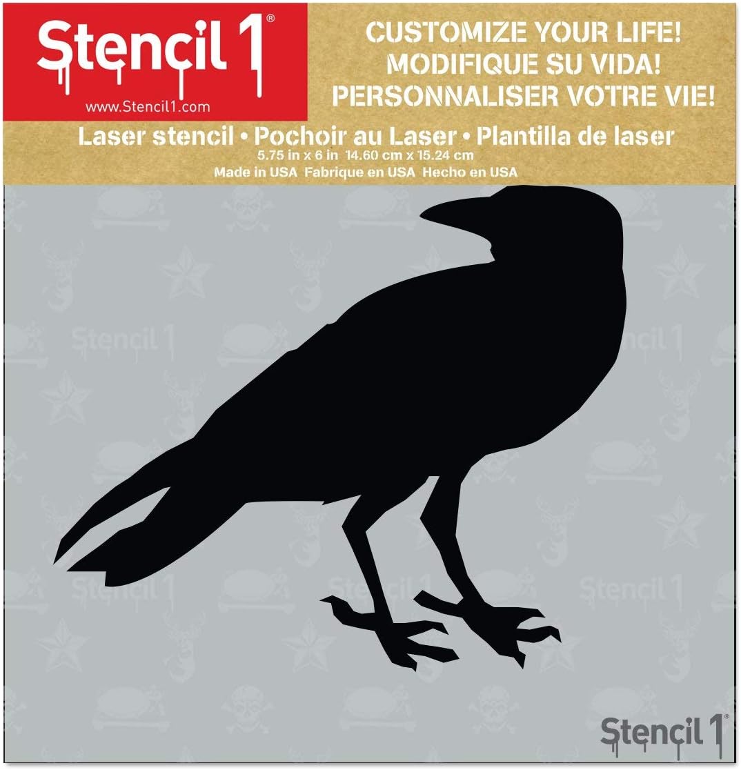 Stencil1 Raven Stencil - Halloween Pumpkin Carving Reusable Stencils for Painting Decorating Decor on Walls, Fabric & Furniture Art Craft 5.75" x 6"