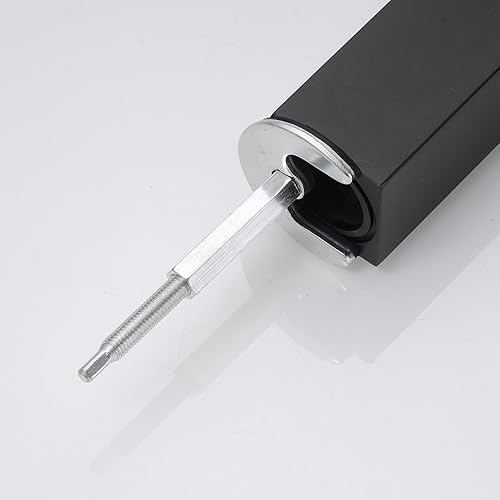 Miniatura 8 de Grifo de baño negro y dorado mate alto con montaje de drenaje emergente de una sola manija, un solo agujero, moderno tocador para lavabo de montaje