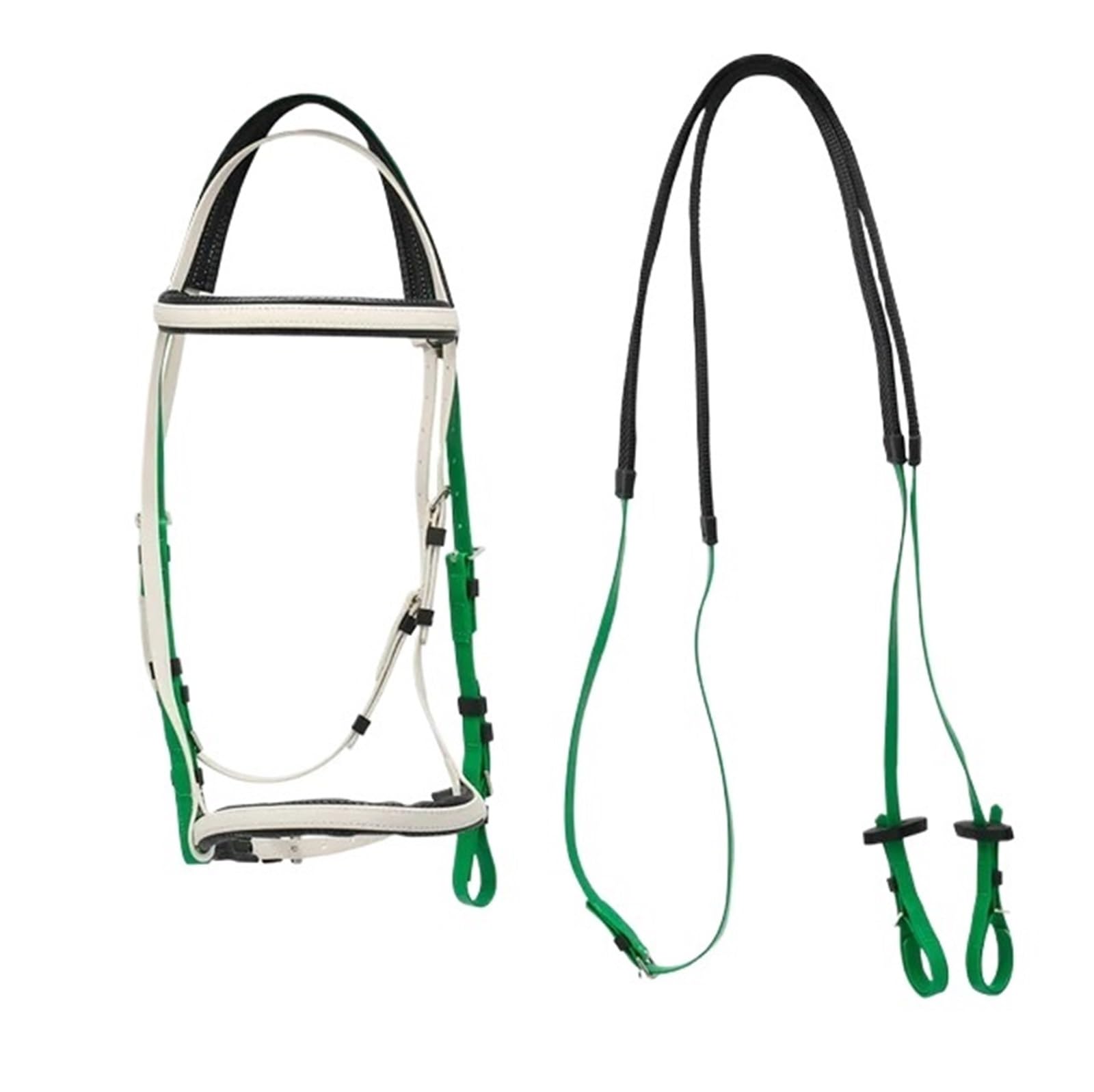 Suministros de arnés Brida de un Solo Anillo Brida de Caballo Riendas de Agua de Carreras de Velocidad Impermeables para Caballos(Green)