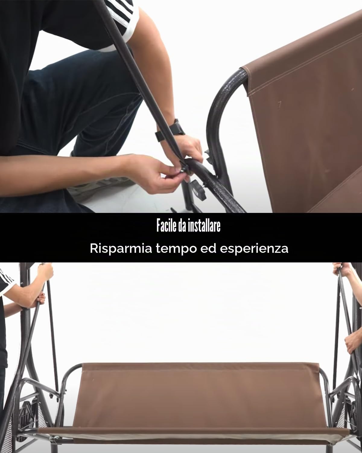 33.5"/85 cm Barre di ricambio per dondolo da giardino in bronzo per collegare in sicurezza il sedile del dondolo al telaio, aste metalliche ellittiche/rettangolari, 2 pezzi