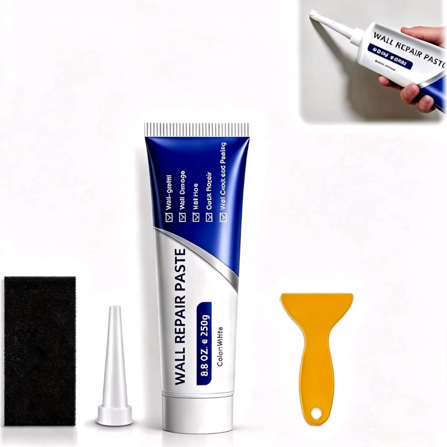 Drywall Repair Kit with Scraper & Sandpaper, Wall Repair Paste for Holes & Cracks, Professional Drywall Patch Paste & Wall Repair Ointment for DIY Home Improvement