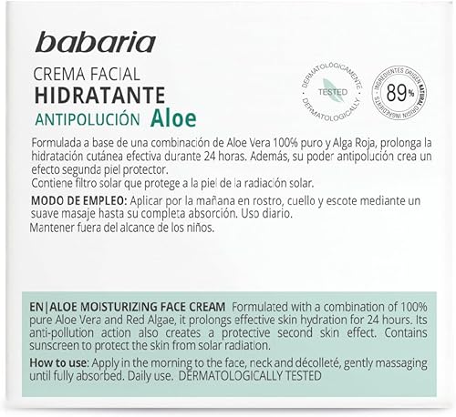 Miniatura 2 de Babaria Crema Facial Hidratante Natural Aloe Vera 24h 1.7 fl oz