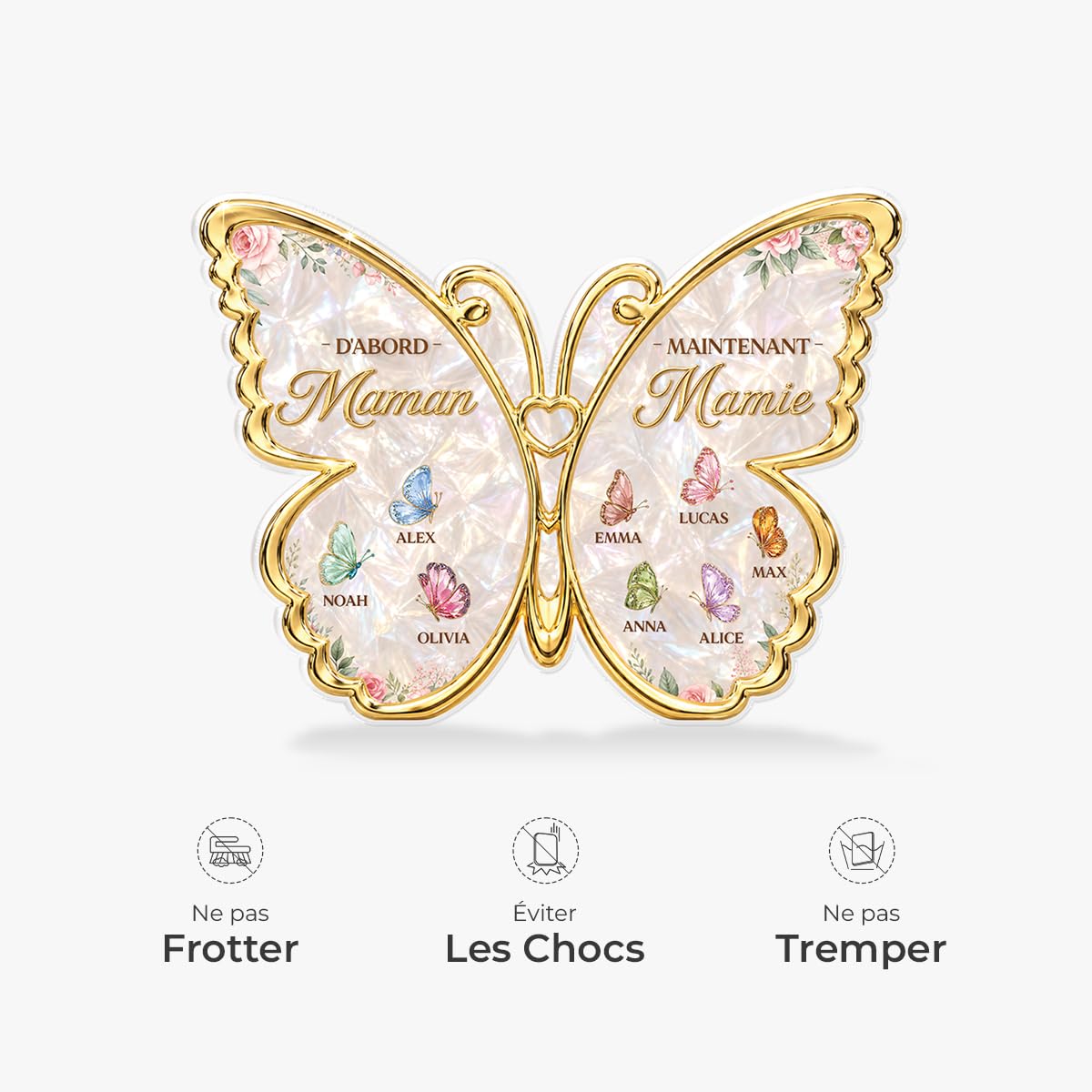 Cadeau Plus Bloc Acrylique Personnalisée - D'abord Maman Maintenant Mamie - Cadeau Fete Des Meres, Cadeau Maman Personnalisé, Cadre Mamie, Cadre bonne fête maman, Cadeaux Grand-mère (Modèle #1)