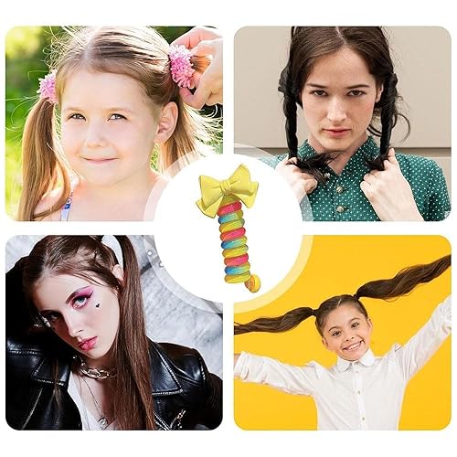 Miniatura 6 de Bandas de pelo de alambre de teléfono coloridas para niños, lazos trenzados con lazo para el cabello, lazos para el cabello con cable de teléfono,