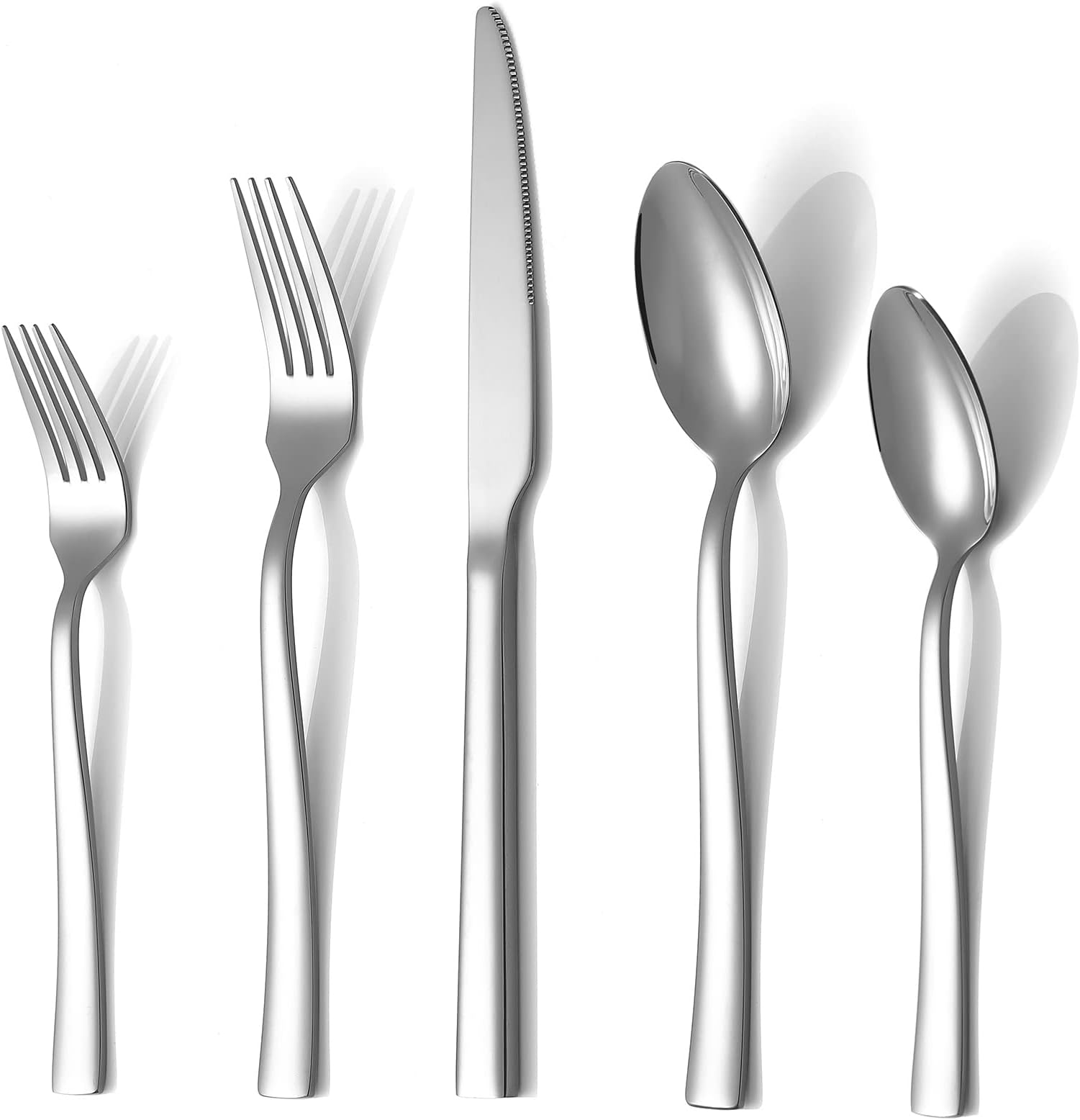 Silverware Set for 8, Briout 40 Piece Flatware Cutlery Set Stainless Steel Luxury Square Tableware Thick Knife Fork Spoon for Home Kitchen Restaurant Wedding, Mirror Polished, Dishwasher Safe