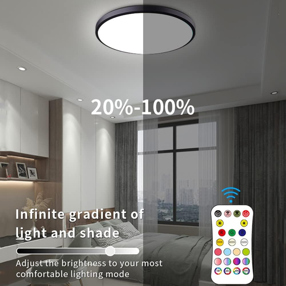 Smart WiFi LED Ceiling Lights RGBCW Color Changing Ceiling Light, 24W 12Inch 2400lm Ultra-Thin Dimmable Ceiling Lamp APP Voice Control with Alexa/Google for Living Room (White Frame)