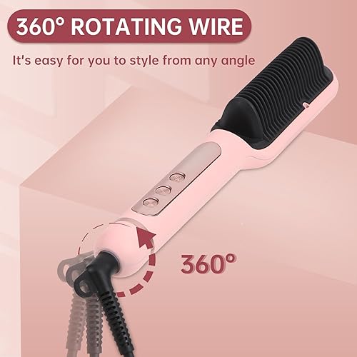 Miniatura 5 de Cepillo alisador de cabello iónico negativo con 9 ajustes de temperatura, peine alisador de cabello de calentamiento rápido de 30 segundos con