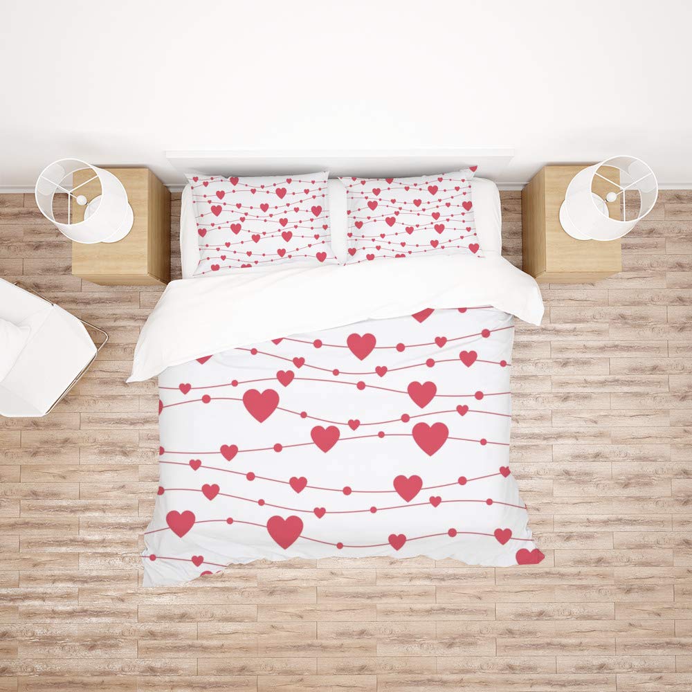 Parure de lit double motif 2 en polyester doux 3 pièces toutes saisons