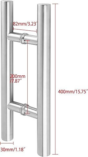 Miniatura 5 de Alise Manija de puerta de ducha de 16 pulgadas, tirador de puerta corrediza de vidrio, manija redonda de espalda a espalda para puertas, piezas de
