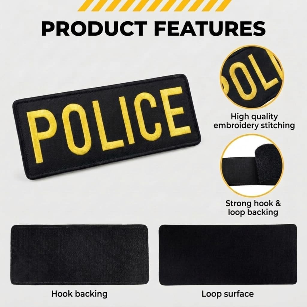 2 Pack Embroidered Patches, Tactical Name Patches with Hook and Loop Fastener for Uniforms, Jackets, Carriers, Hats, Small & Large Sizes, Yellow(2) (Yellow)