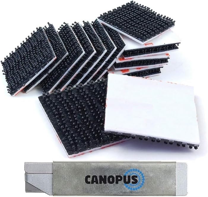 CANOPUS Adhesive Pads 1in x 1in, Set of 16 (8 Pairs), Waterproof Hook and Loop Pads, Number Plate Pads, SJ3550, Black