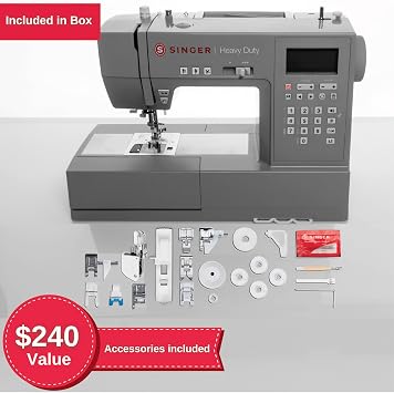 SINGER 6800C Heavy Duty Computer Sewing Machine with Accessory Kit | 586ステッチアプリケーション、LCDスクリーン、レタリングフォント、ミラーイメージ、LEDライト、強力なモーター、金属フレーム、ワンステップボタンホール。