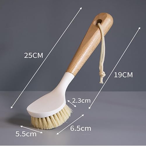 Miniatura 5 de GIGAGO Cepillo de cocina eficiente con asa, juego de cepillos de bambú ecológicos para limpiar, di adiós a las molestias (paquete de 2, blanco)