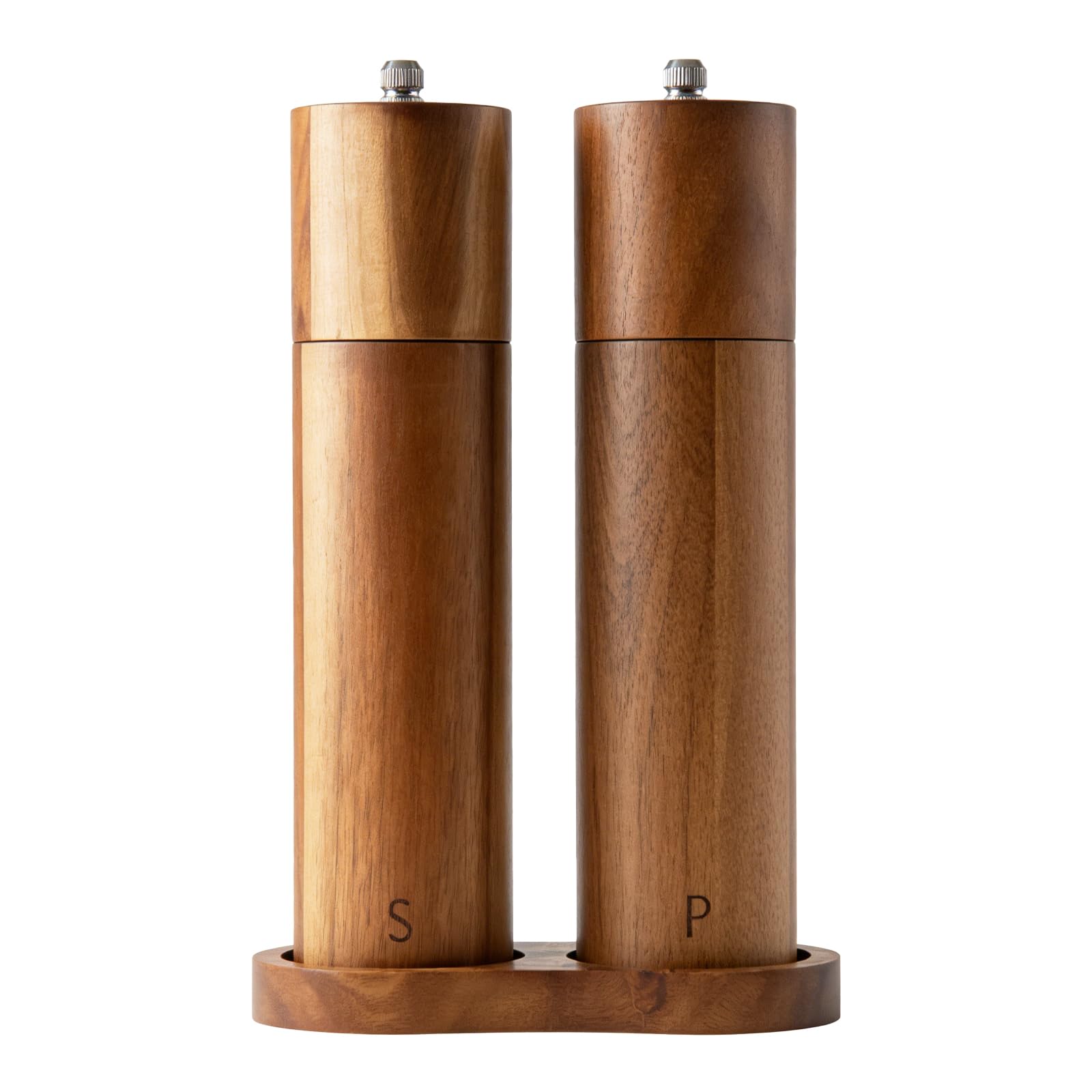 View 1 of **View Clerk Notes**Amestar 8 Inch Acacia Wood Salt and Pepper Grinder Set