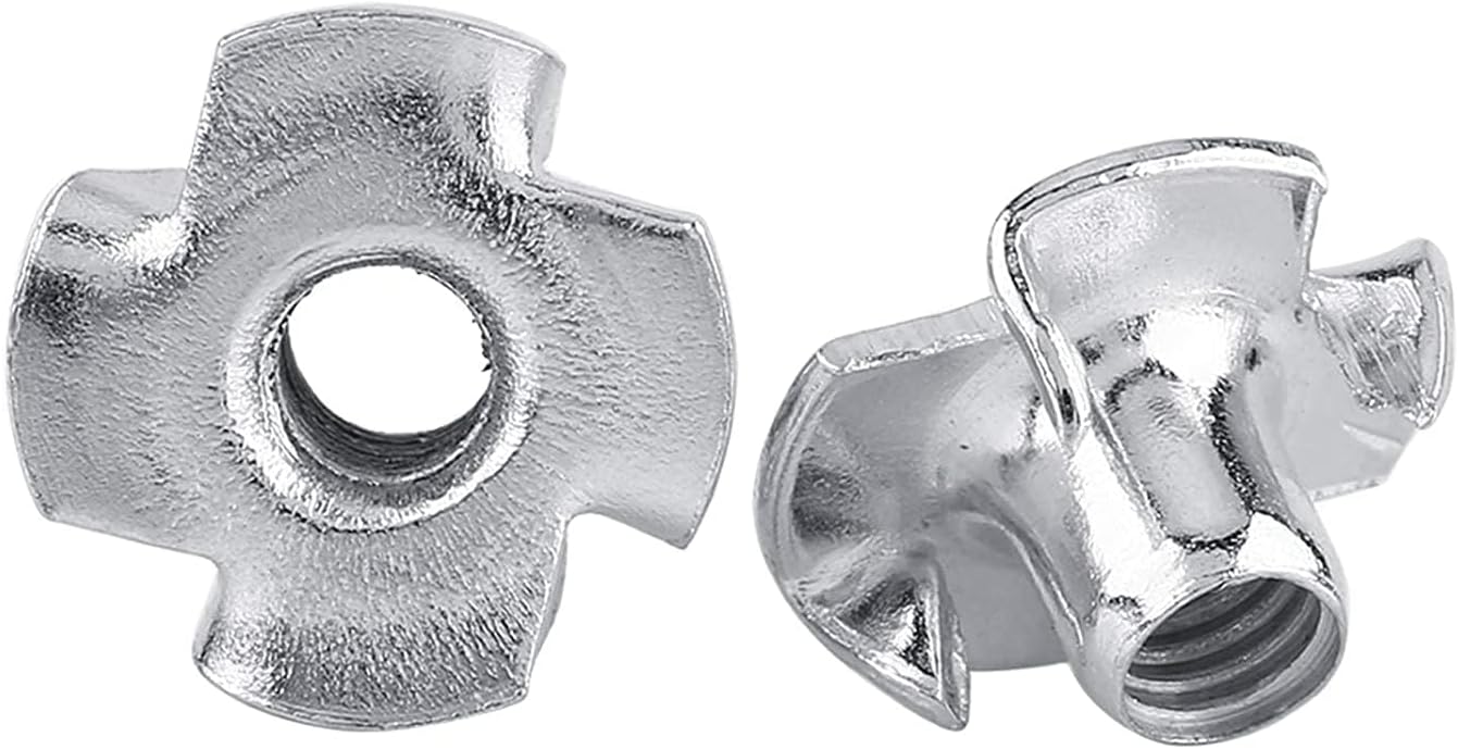 Fafeicy Zinc Plated Carbon Steel T Nut, T Nut Set, Four-Pronged Tee Nuts, for Woodworking Furniture, Nut Bolt Sets(M8Ã—30)