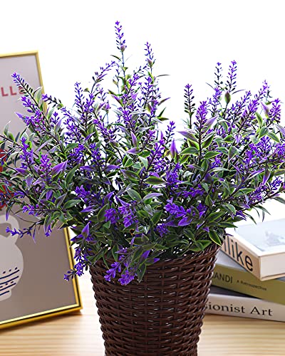 Zobawlks 10 Bundles Artificial Lavender Flowers Artificial Flowers And Plants Uv Resistant Plastic Outdoor Indoor Purple Fake For Home Decor Spring Garden Farmhouse Porch Pot Window Box Wedding Home #TOP6