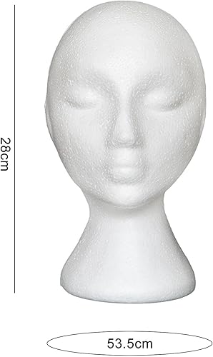 Miniatura 7 de Maniquí de espuma, modelo de cabeza femenina, peluca, sombrero, maniquí de espuma, color blanco (gris)