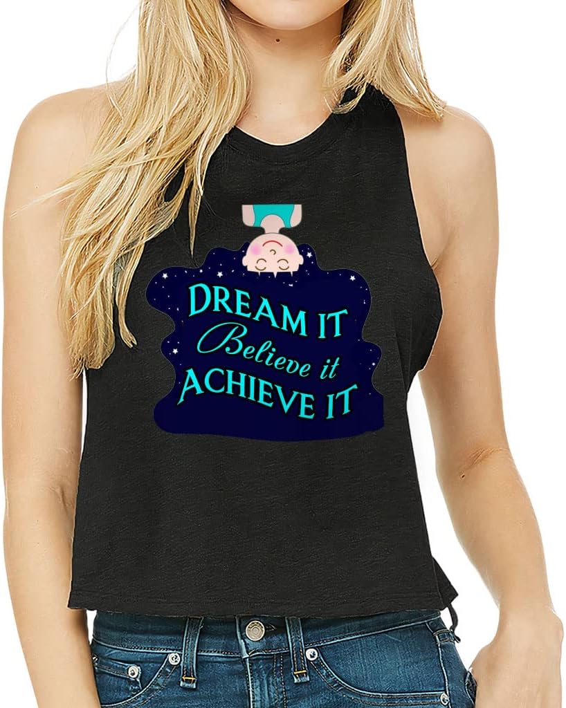 Dream Believe Achieve Racerback Cropped Tank - Cute Women's Tank - Printed Tank Top