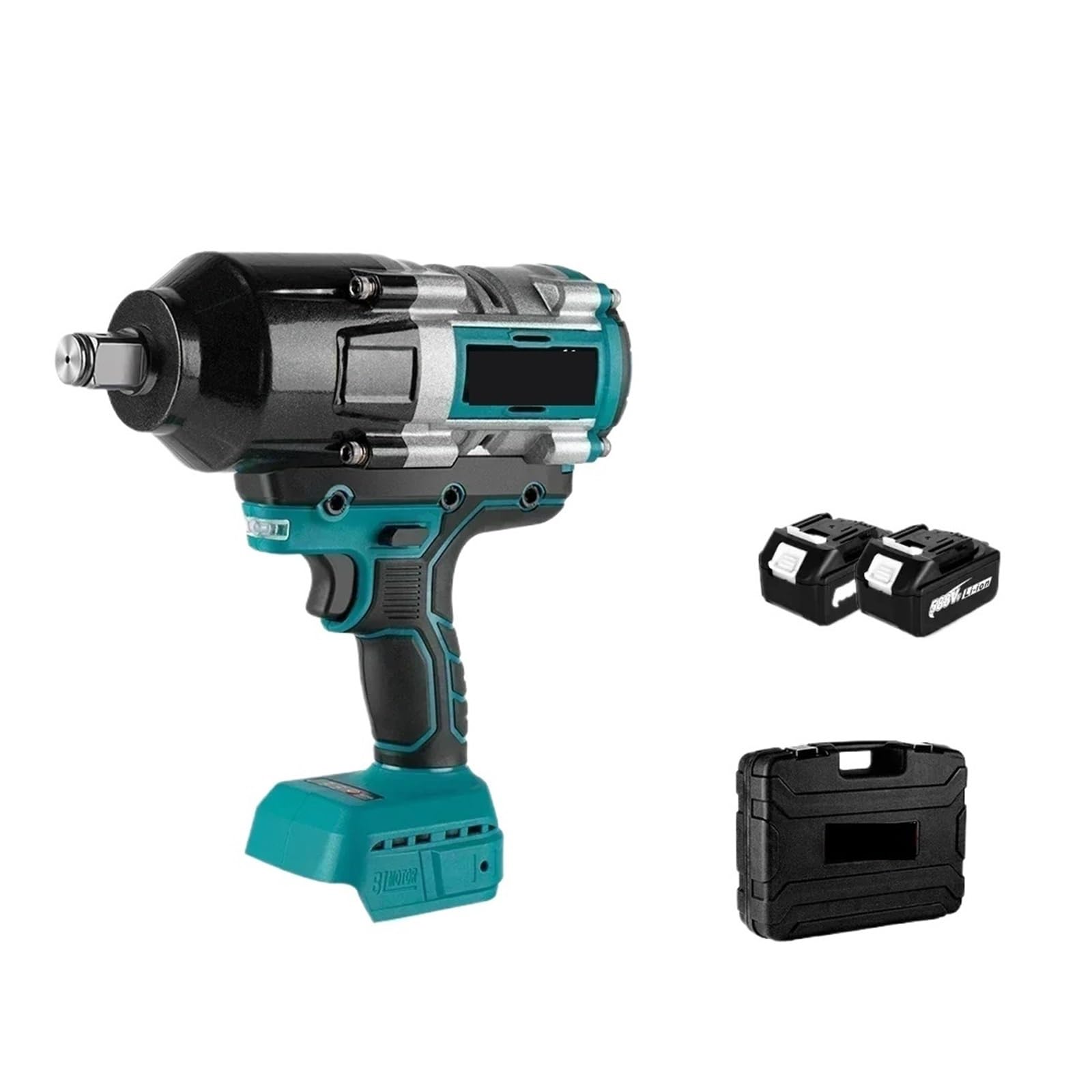 Llave de Impacto Llave Eléctrica Sin Escobillas De 3100NM, Llave De Impacto Inalámbrica De 3/4 Pulgadas, Herramienta Eléctrica Portátil con Batería De 588VF For Batería De 18v(2 Battery)