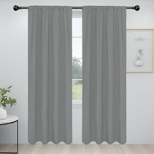 Miniatura 31 de Easy-Going Cortinas opacas con bolsillo para barra para dormitorio, cortinas de ventana para oscurecer la habitación para sala de estar, cortinas de