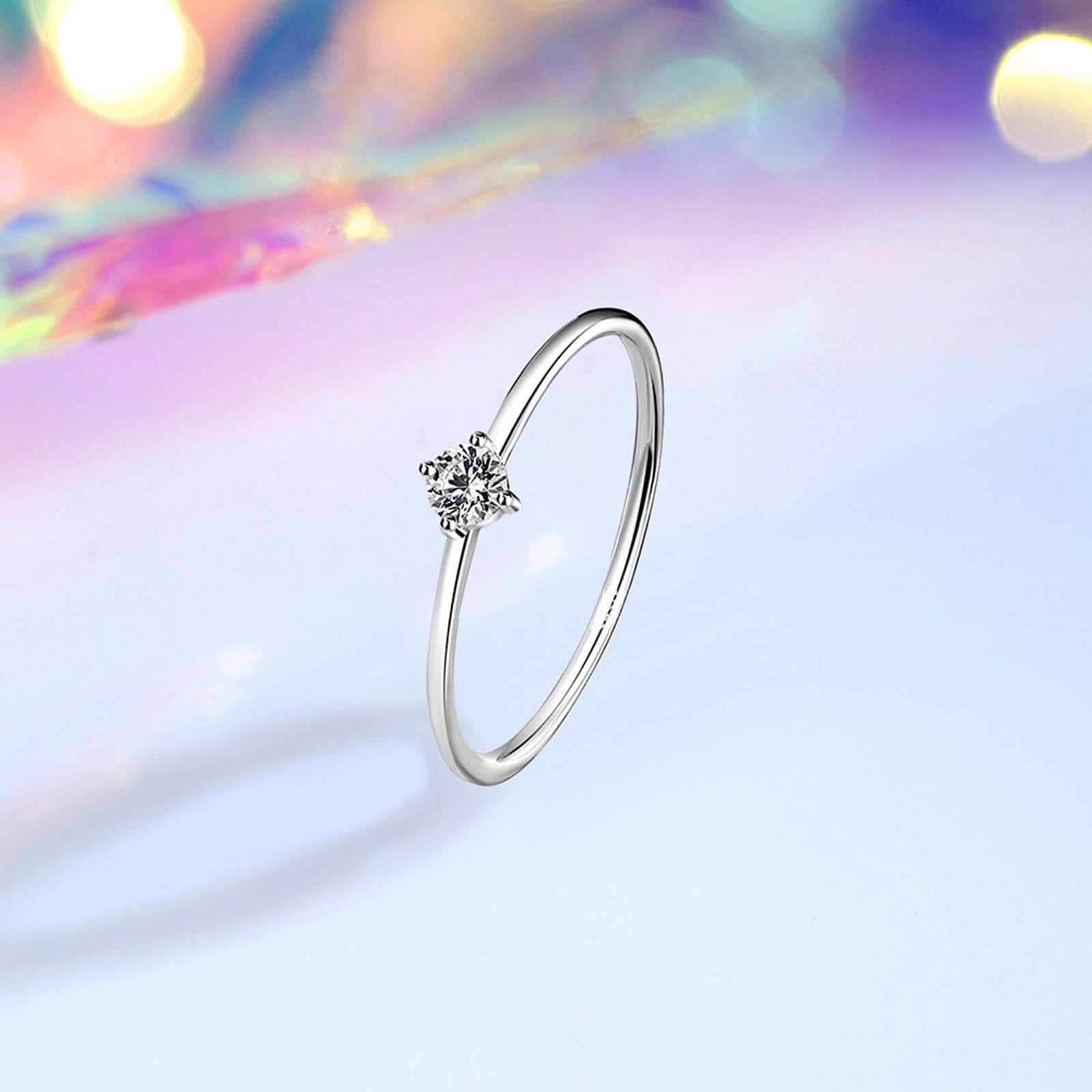 Anillo de compromiso de oro blanco de 9 K/14 K/18 K/Platino 950 para novia, anillo de compromiso 3 x 3 mm diamante blanco 0,16 ct