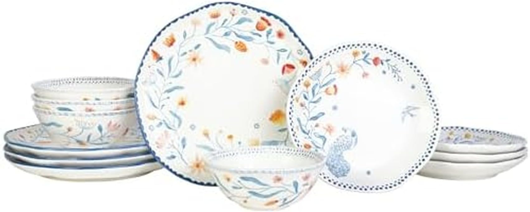 Gracie Floral 12 Piece Dinnerware Set, Service for 4