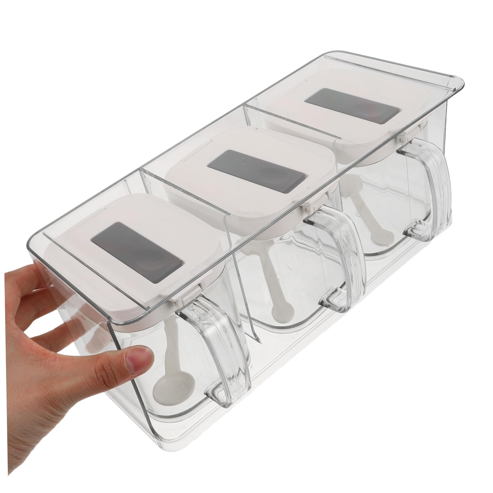 LIFKOME Boîte à Épices Cuisine en Pet avec Couvercle, Ensemble 1 Set, Rangement Multifonctionnel pour Sel et Huile, Design Simple et Élégant, Montage Mural pour Accès Rapide