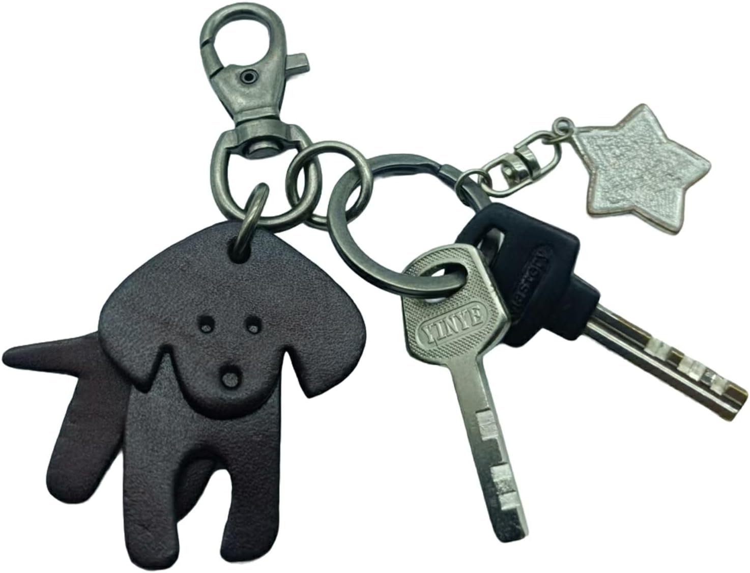 Leather Dog Keychain, Metal Key Ring with Clasp, Cute Puppy of Animals Design Bag Charm Accessory - Image 5
