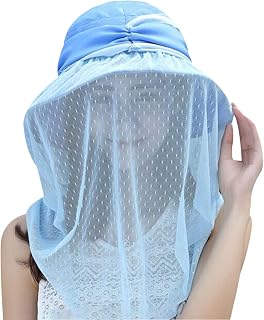 Felice Sun UV Protection Sunhat with Mesh Veil Head Net Hat for Fishing Cycling Hiking Camping Light Blue, One Size