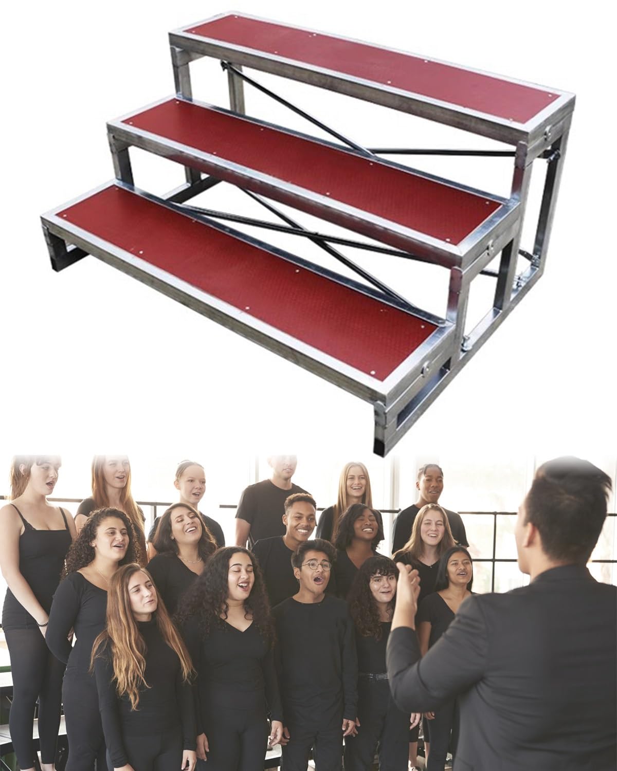Rutschfeste Chorplattformerhöhungen für Schulaufführungen und Veranstaltungen, ideal für Musikgruppen und Zeremonien