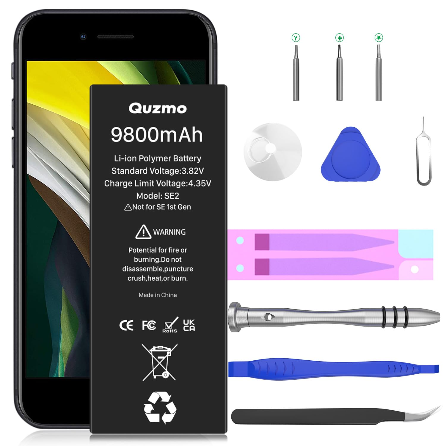 Batterie Haute Capacité 9800mAh Pour IPhone SE 2020 – Remplacement 0 Cycle – Kit Outils Inclus – Modèles A2275 A2296 A2298 - 11
