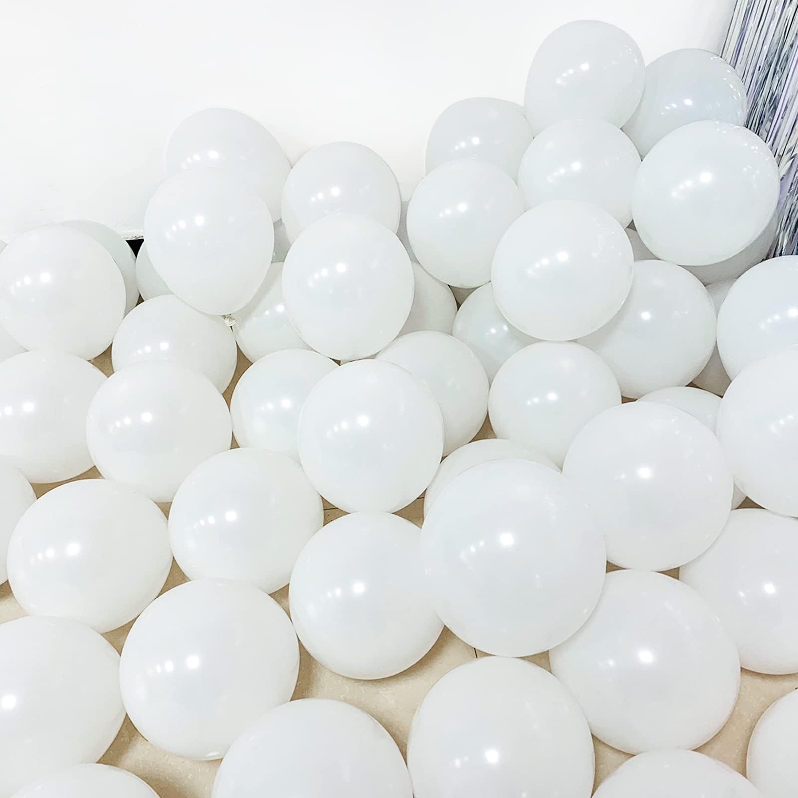 White Mini Latex Balloons - 100 Pack, 5 Inch Pastel White Small Round Helium Balloons for Baby Shower, Birthday, Wedding, Engagement, Anniversary, Festival & Romantic Party Decorations