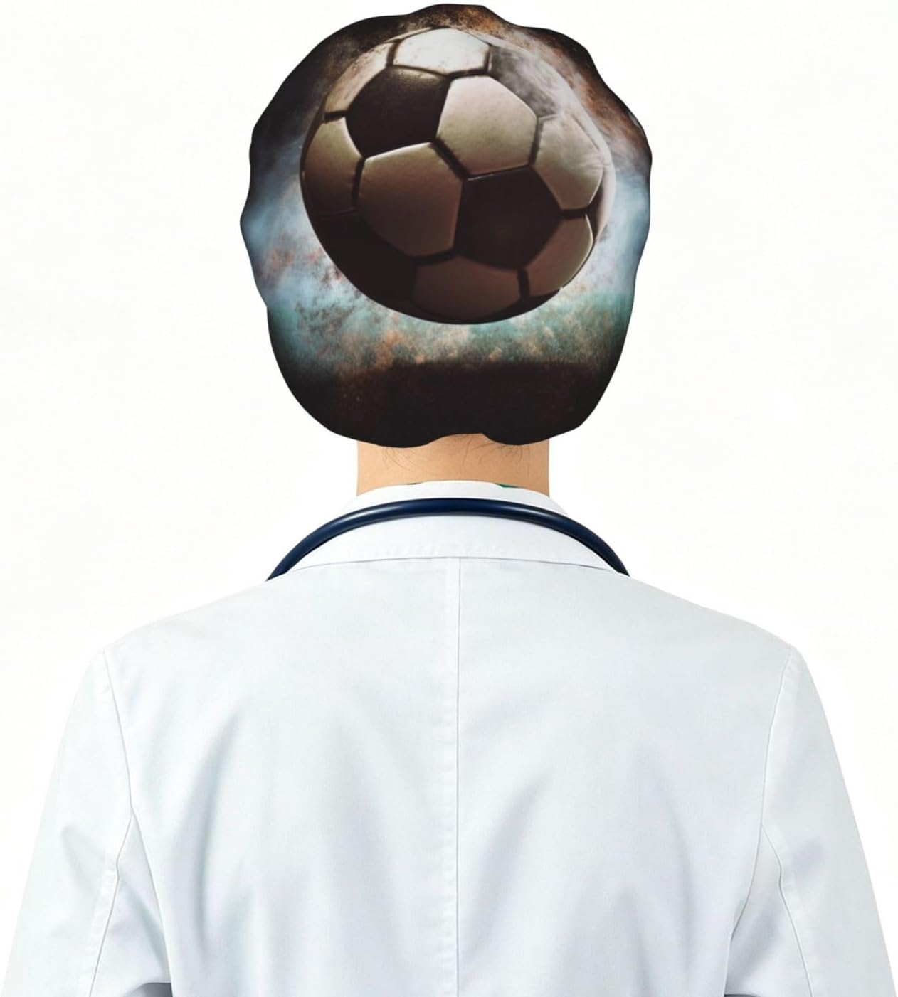 Sport Soccer Bouffant Cap with Buttons, Sweatband Cap Black