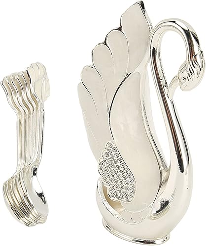 Miniatura 9 de Juego de cucharas de base de cisne, elegante soporte para cucharas de cisne, tenedores, organizador decorativo de cubiertos de cisne para café,