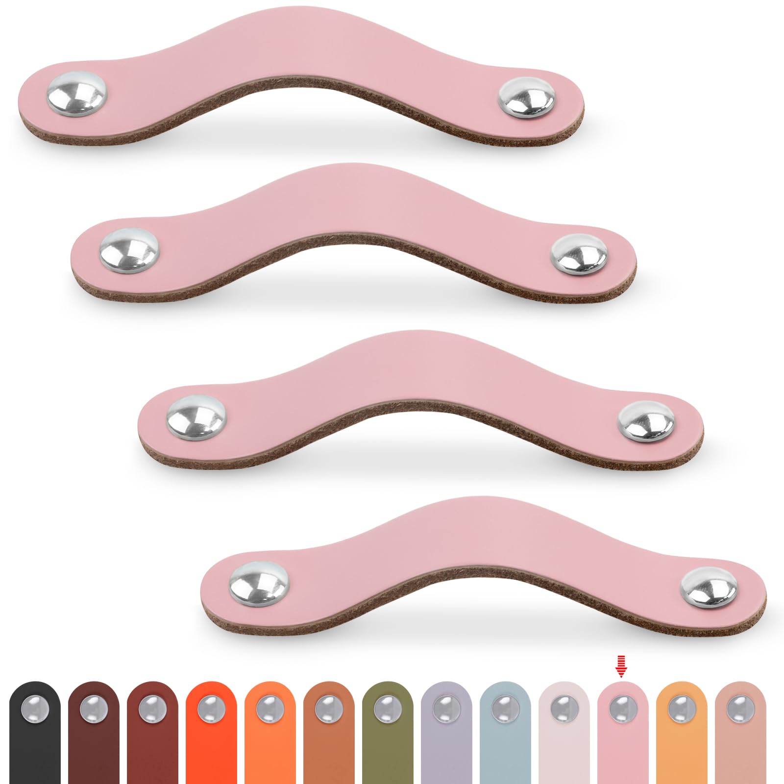 LEREATI Pink Leather Drawer Pulls 4 Pack 6.3 Inch Faux Leather Cabinet  Handles Soft Dresser Knobs with Screws for Kitchen, Cabinet, Drawers,  Bathroom, Dressers (After Installation: 6.3" Hole Center) - Amazon.com